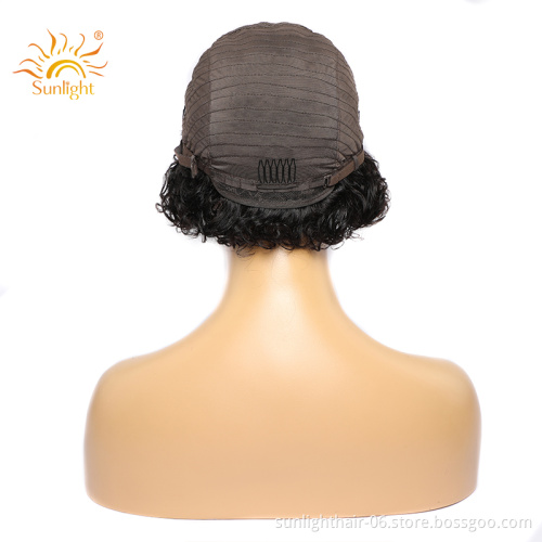 Sunlight 4x1Lace closure Wig Virgin Human Hair Pixie Cut Perruque Belle Short Weave Glueless Peruvian Front Pixie Curl human wig